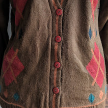 Load image into Gallery viewer, 90s Vintage Brown Argyle Cardigan
