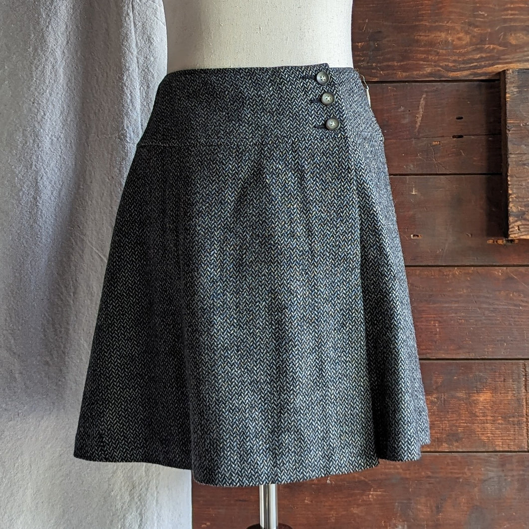 Grey Wool Blend Mini Wrap Skirt