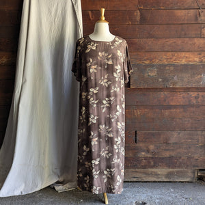 Modern Plus Size Brown Leaf Maxi Dress