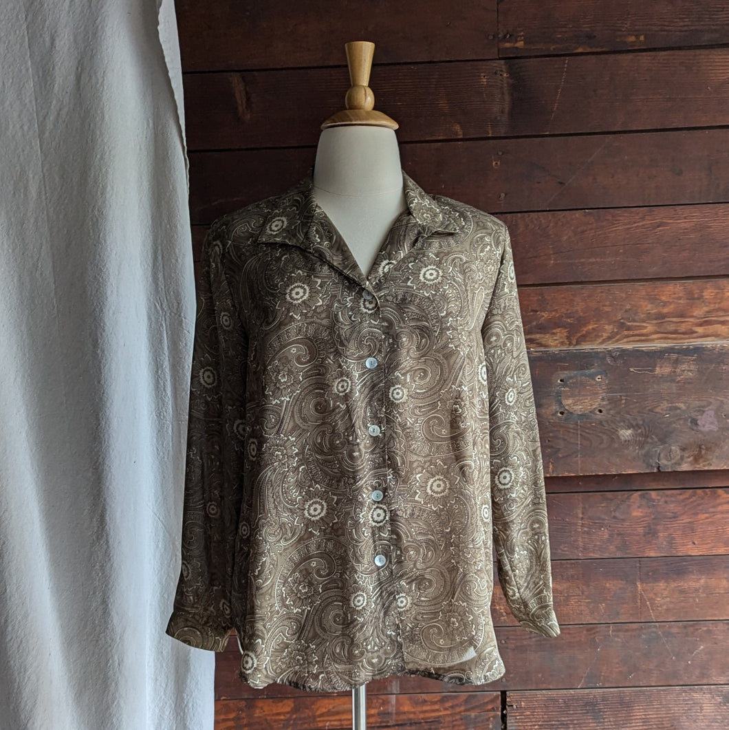 Plus Size Brown Paisley Print Blouse