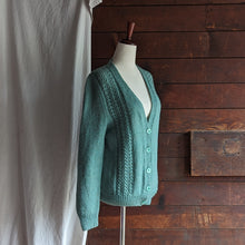Load image into Gallery viewer, Vintage Sage Green Hand Knit Cardigan
