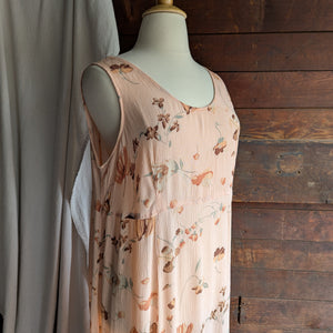 90s Vintage Plus Size Sleeveless Peach Floral Maxi Dress