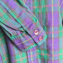 Load image into Gallery viewer, Vintage Green and Purple Plaid Shirt
