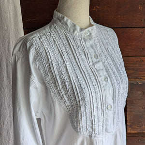 90s Vintage White Cotton Pintuck Blouse