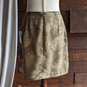 90s Vintage Brown Poly Mini Skirt