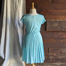 Load image into Gallery viewer, 80s Vintage Teal Blue Polyester Midi Dress
