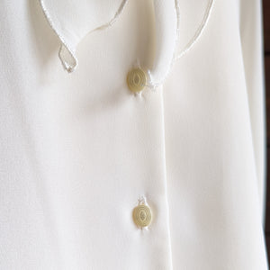 90s Vintage Sheer White Polyester Blouse