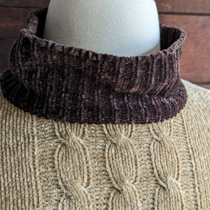 Vintage Plus Size Coffee and Cream Chenille Sweater