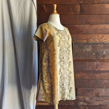 Load image into Gallery viewer, 90s Vintage Brown and Gold Rayon Midi Dress
