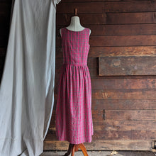 Load image into Gallery viewer, Red Plaid Cotton Maxi Dress with Pockets
