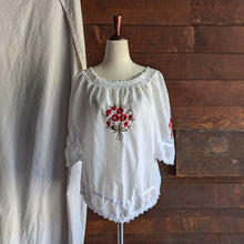 Load image into Gallery viewer, White Rose Embroidered Peasant Blouse
