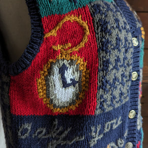 90s Vintage Hand Knit Wizard Sweater Vest