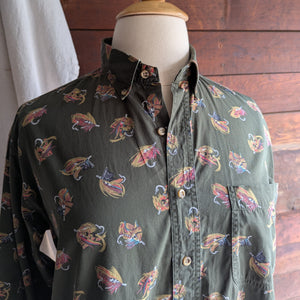 90s Vintage Olive Fly Fishing Shirt