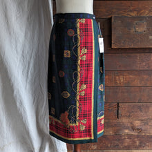 Load image into Gallery viewer, 90s Vintage Plaid and Tassle Pattern Midi Skirt
