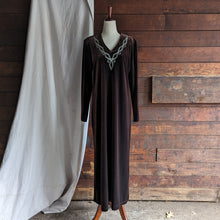 Load image into Gallery viewer, 90s Vintage Brown Velour Maxi Dress
