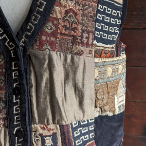 90s Vintage Patchwork Tapestry Vest