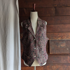 90s Vintage Red and Black Tapestry Vest