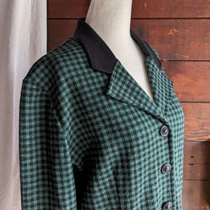 90s Vintage Green and Black Checkered Blazer