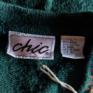 90s Vintage Green Cotton Sweater Vest