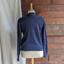 Load image into Gallery viewer, 90s Vintage Navy Paisley Cardigan
