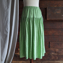 Load image into Gallery viewer, 80s Vintage Green Squiggly A-Line Midi Skirt
