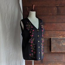 Load image into Gallery viewer, Y2K Black Embroidered Sweater Vest
