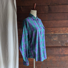 Load image into Gallery viewer, Vintage Green and Purple Plaid Shirt
