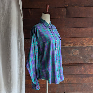 Vintage Green and Purple Plaid Shirt