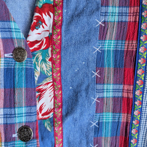90s Vintage Denim Patchwork Vest