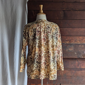 90s Vintage Plus Size Earthy Vine Print Top