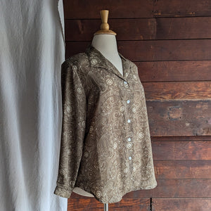 Plus Size Brown Paisley Print Blouse