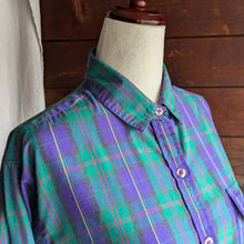 Load image into Gallery viewer, Vintage Green and Purple Plaid Shirt
