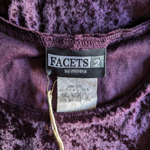 90s Vintage Plus Size Purple Crushed Velvet Mini Dress