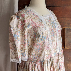 Vintage Plus Size Cotton and Lace Maxi Dress