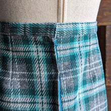 Load image into Gallery viewer, 70s Vintage Teal Plaid Midi Skirt
