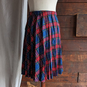 70s/80s Vintage Pleated Wool Blend Midi Skirt