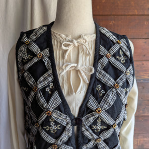 90s Vintage Cream Embroidered Loose Peasant Blouse