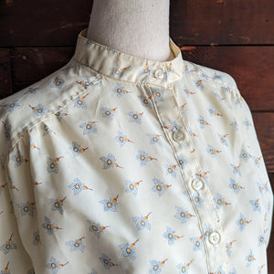 70s Vintage Cream Polyester Blouse
