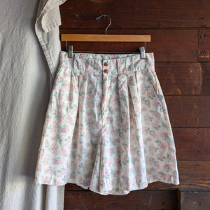 90s Vintage White Floral High Rise Shorts