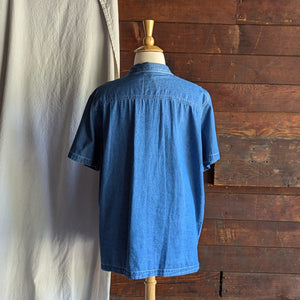 90s Vintage Plus Size Birdhouse Denim Shirt