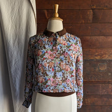 Load image into Gallery viewer, 80s Vintage Floral Semi Sheer Poly Top
