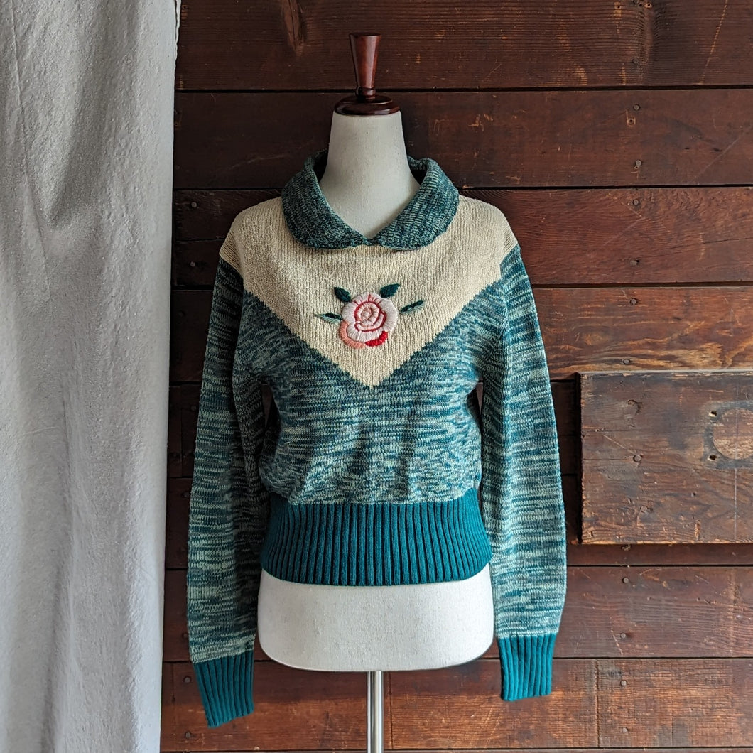 70s Vintage Embroidered Acrylic Sweater