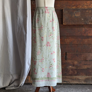 Layered Polyester Green Floral Maxi Skirt