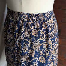 Load image into Gallery viewer, 90s Vintage Ornate Navy Wrap Skirt

