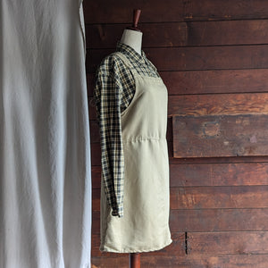 Vintage Tan and Black Plaid Cotton Shirt