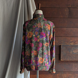 90s Vintage Olive Floral Paisley Blouse