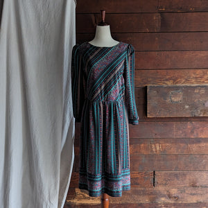 Vintage Striped Paisley Midi Dress