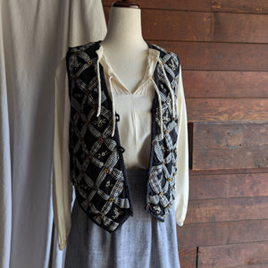 90s Vintage Cream Embroidered Loose Peasant Blouse