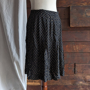 90s Vintage Pleated Silk Polka Dot Skirt