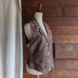 90s Vintage Red and Black Tapestry Vest